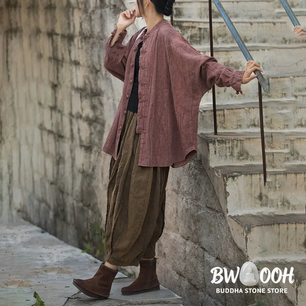 Buddha Stones Tie Dye Frog-Button Long Sleeve Zen Meditation Open Front Jacket - Women’s Kimono
