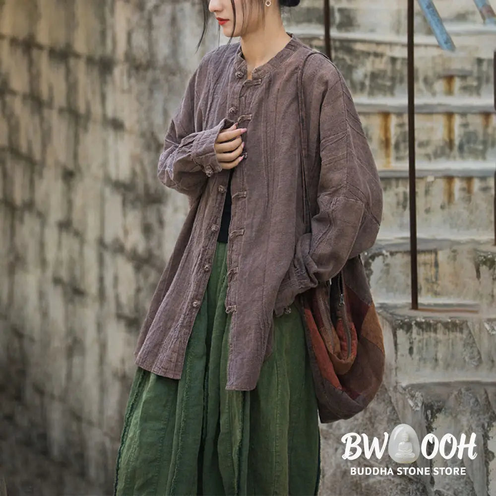 Buddha Stones Tie Dye Frog-Button Long Sleeve Zen Meditation Open Front Jacket - Women’s Kimono
