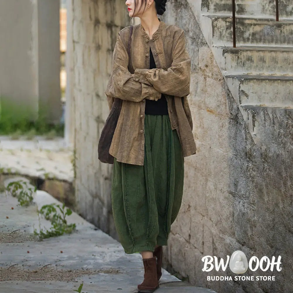 Buddha Stones Tie Dye Frog-Button Long Sleeve Zen Meditation Open Front Jacket - Women’s Kimono