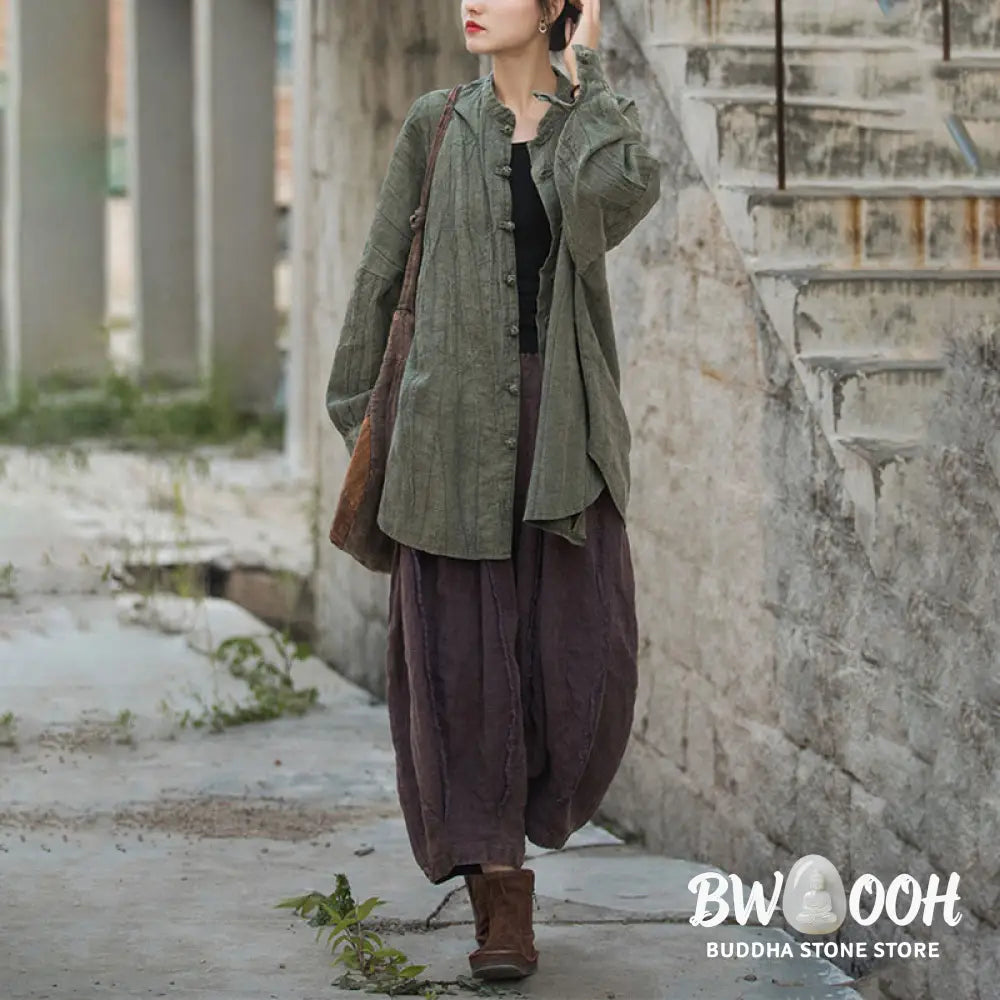 Buddha Stones Tie Dye Frog-Button Long Sleeve Zen Meditation Open Front Jacket - Women’s Kimono