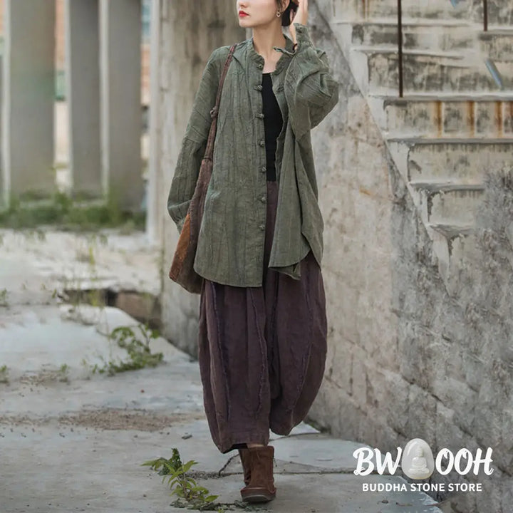 Buddha Stones Tie Dye Frog-Button Long Sleeve Zen Meditation Open Front Jacket - Women’s Kimono