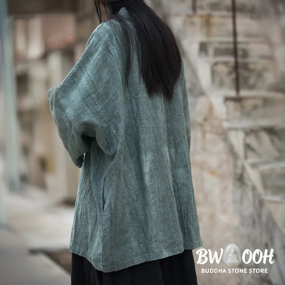Buddha Stones Tie Dye Lace-up Design Coat Zen Meditation Open Front Top Jacket - Women’s Kimono