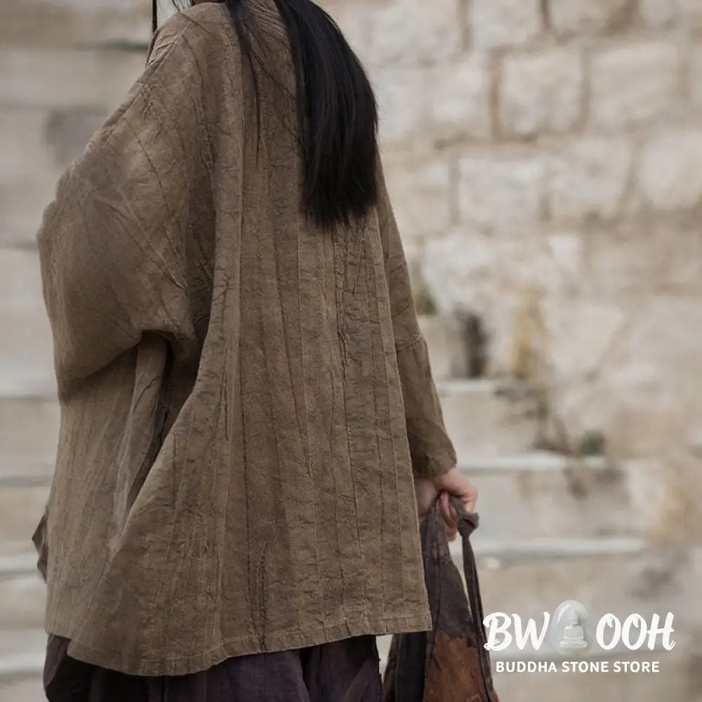 Buddha Stones Tie Dye Lace-up Design Coat Zen Meditation Open Front Top Jacket - Women’s Kimono