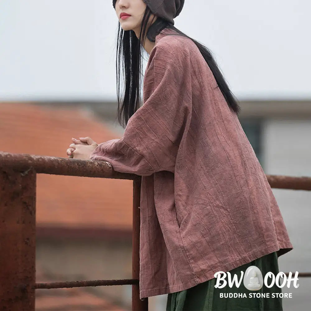 Buddha Stones Tie Dye Lace-up Design Coat Zen Meditation Open Front Top Jacket - Women’s Kimono