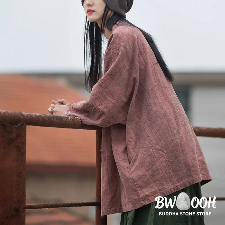 Buddha Stones Tie Dye Lace-up Design Coat Zen Meditation Open Front Top Jacket - Women’s Kimono