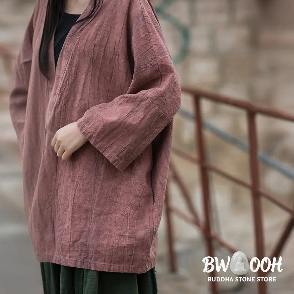 Buddha Stones Tie Dye Lace-up Design Coat Zen Meditation Open Front Top Jacket - Women’s Kimono