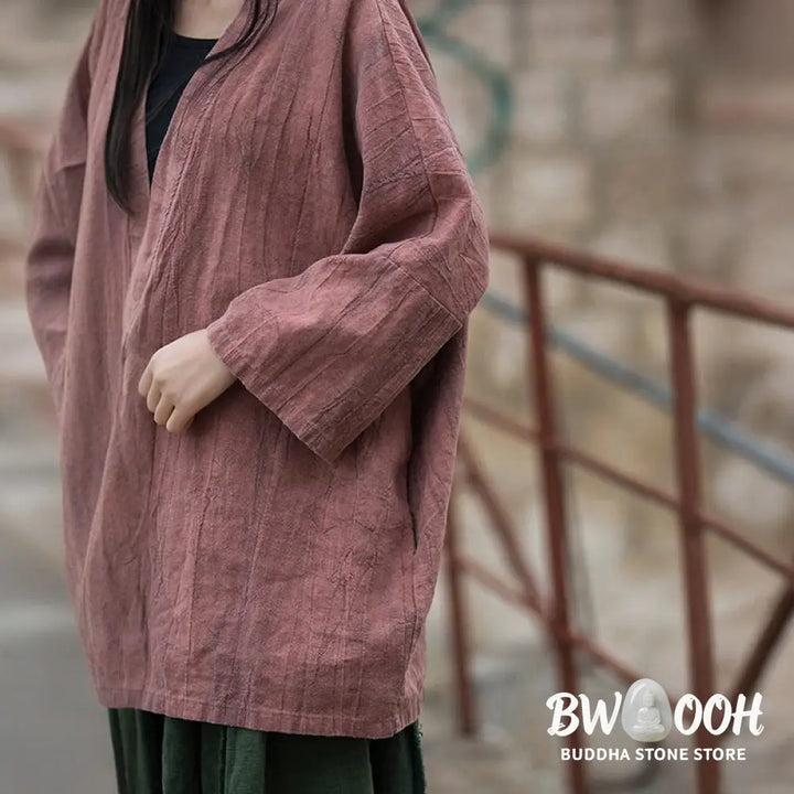 Buddha Stones Tie Dye Lace-up Design Coat Zen Meditation Open Front Top Jacket - Women’s Kimono