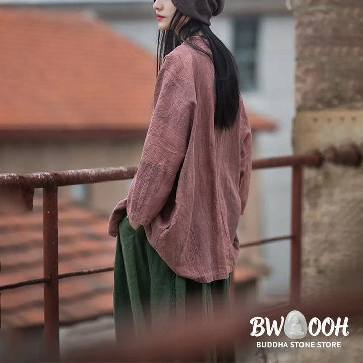 Buddha Stones Tie Dye Lace-up Design Coat Zen Meditation Open Front Top Jacket - Women’s Kimono