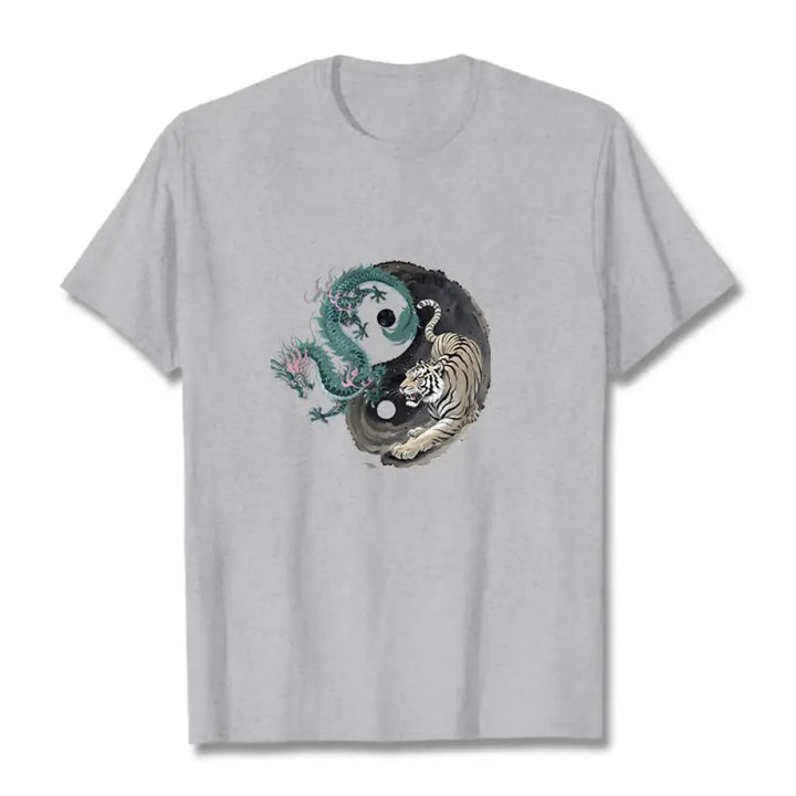 BWOOOH printed yoga pants - Tiger Dragon Yin Yang Cotton Tee T-shirt