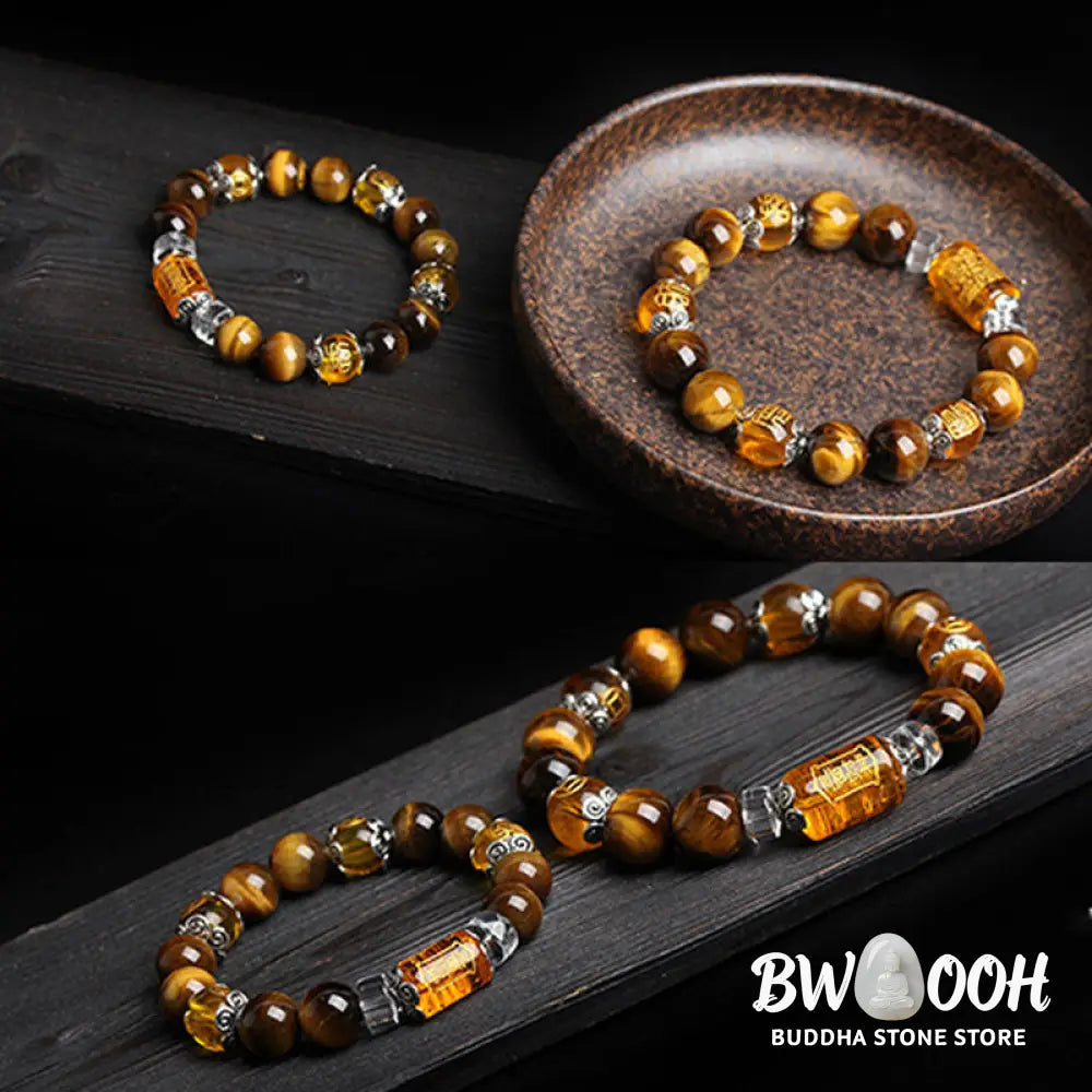 Buddha Stones Tiger Eye Bead Fortune Prosperity Bracelet - BWOOOH - Bracelet