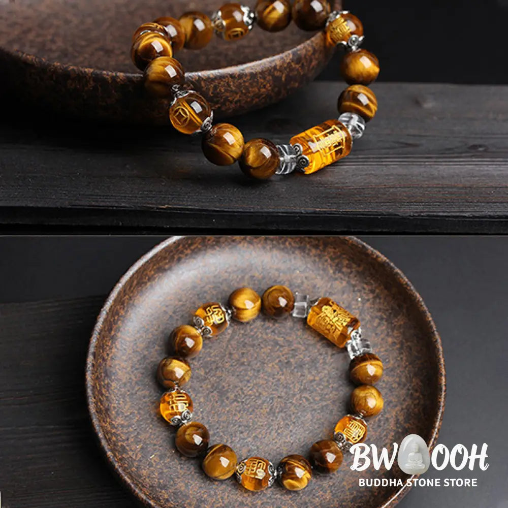 Buddha Stones Tiger Eye Bead Fortune Prosperity Bracelet - BWOOOH - Bracelet