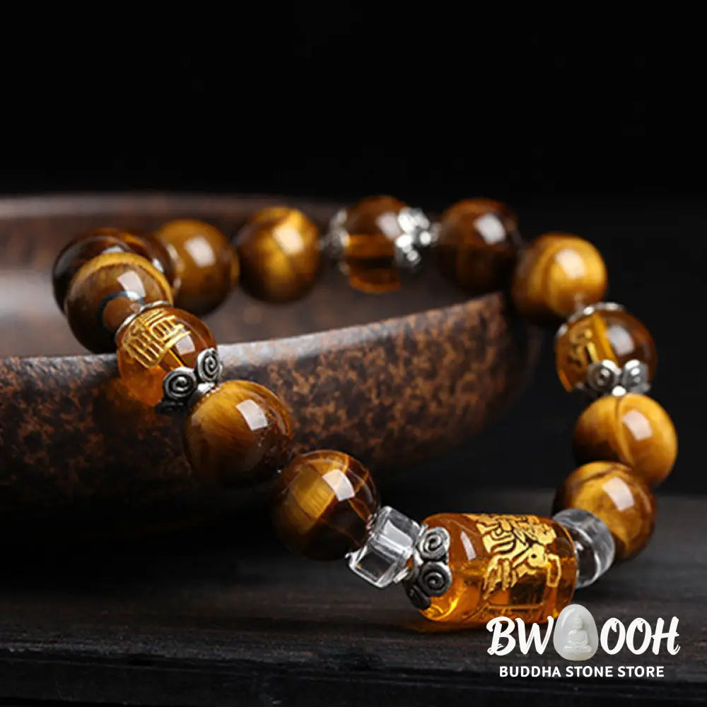 Buddha Stones Tiger Eye Bead Fortune Prosperity Bracelet - BWOOOH - Bracelet