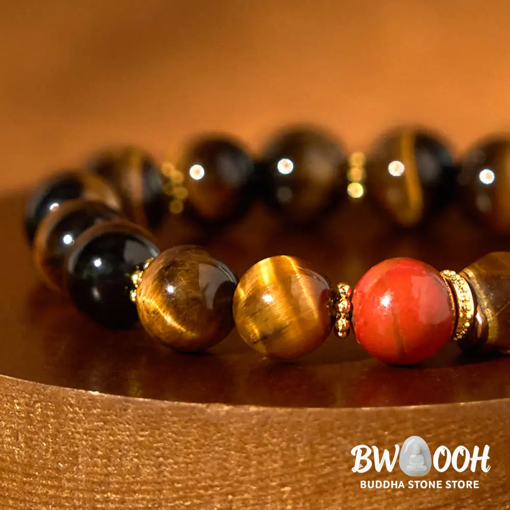 Buddha Stones Tiger Eye Courage Bracelet - BWOOOH - Tiger Eye(Wrist Circumference: 14-16cm) - Bracelet
