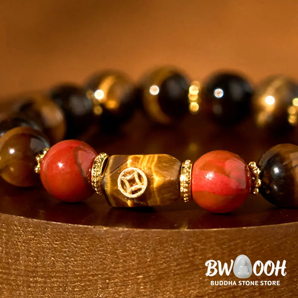 Buddha Stones Tiger Eye Courage Bracelet - BWOOOH - Tiger Eye(Wrist Circumference: 14-16cm) - Bracelet