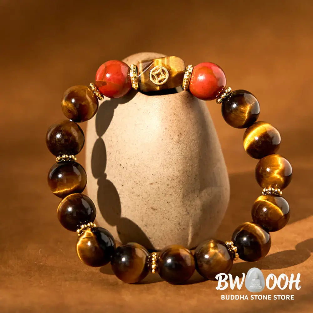 Buddha Stones Tiger Eye Courage Bracelet - BWOOOH - Tiger Eye(Wrist Circumference: 14-16cm) - Bracelet