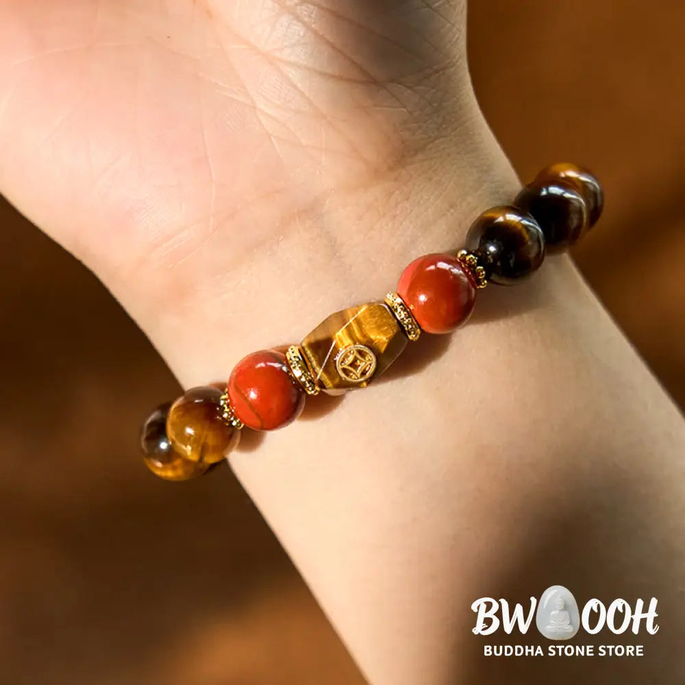 Buddha Stones Tiger Eye Courage Bracelet - BWOOOH - Tiger Eye(Wrist Circumference: 14-16cm) - Bracelet