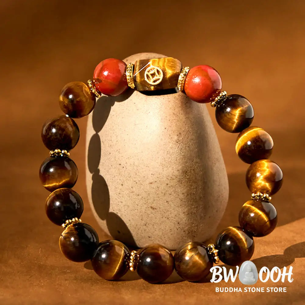 Buddha Stones Tiger Eye Courage Bracelet - BWOOOH - Tiger Eye(Wrist Circumference: 14-16cm) - Bracelet