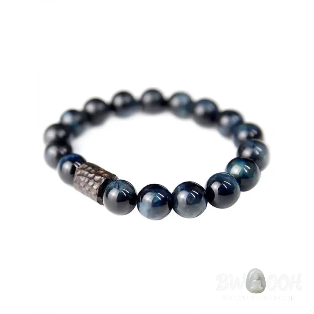 Buddha Stones Tiger Eye Ebony Wood Beads Calm Bracelet - BWOOOH - Blue Tiger Eye&amp;Ebony Wood(Wrist Circumference: