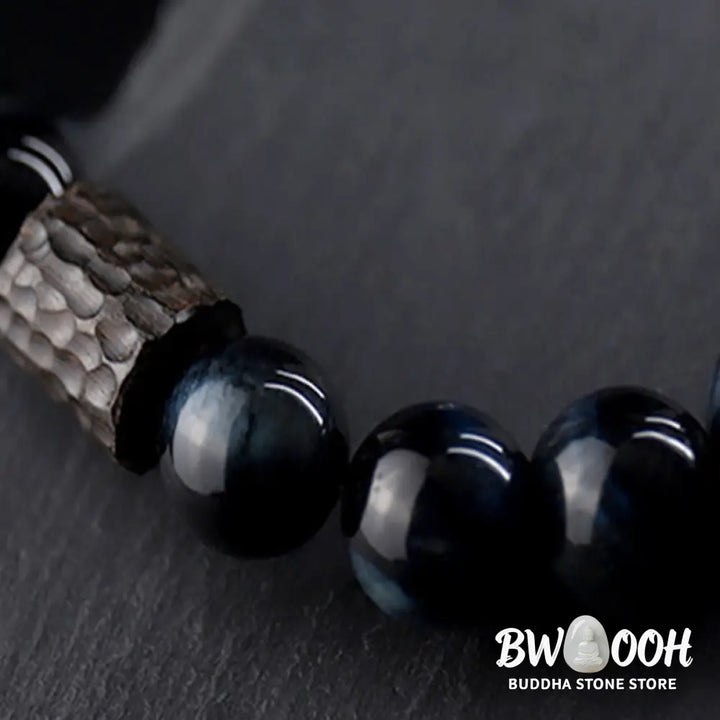 Buddha Stones Tiger Eye Ebony Wood Beads Calm Bracelet - BWOOOH - Blue Tiger Eye&amp;Ebony Wood(Wrist Circumference: