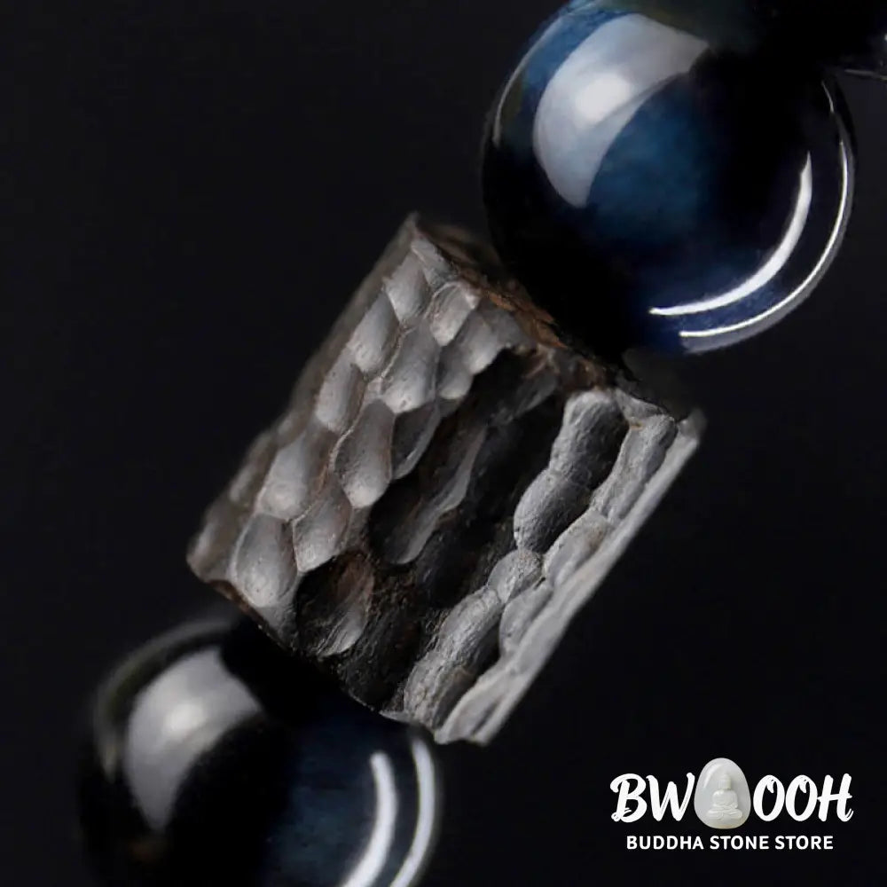 Buddha Stones Tiger Eye Ebony Wood Beads Calm Bracelet - BWOOOH - Blue Tiger Eye&amp;Ebony Wood(Wrist Circumference: