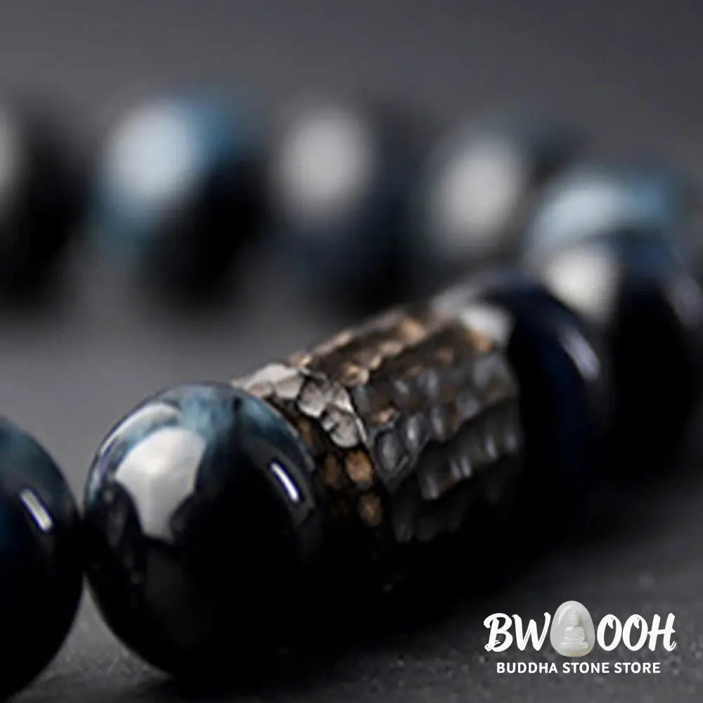 Buddha Stones Tiger Eye Ebony Wood Beads Calm Bracelet - BWOOOH - Blue Tiger Eye&amp;Ebony Wood(Wrist Circumference: