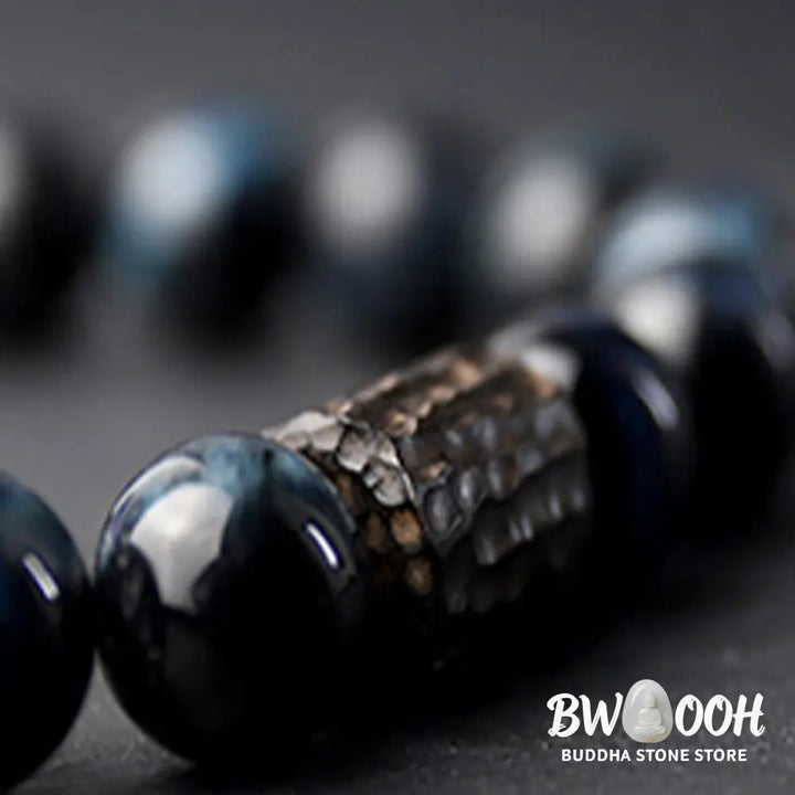 Buddha Stones Tiger Eye Ebony Wood Beads Calm Bracelet - BWOOOH - Blue Tiger Eye&amp;Ebony Wood(Wrist Circumference: