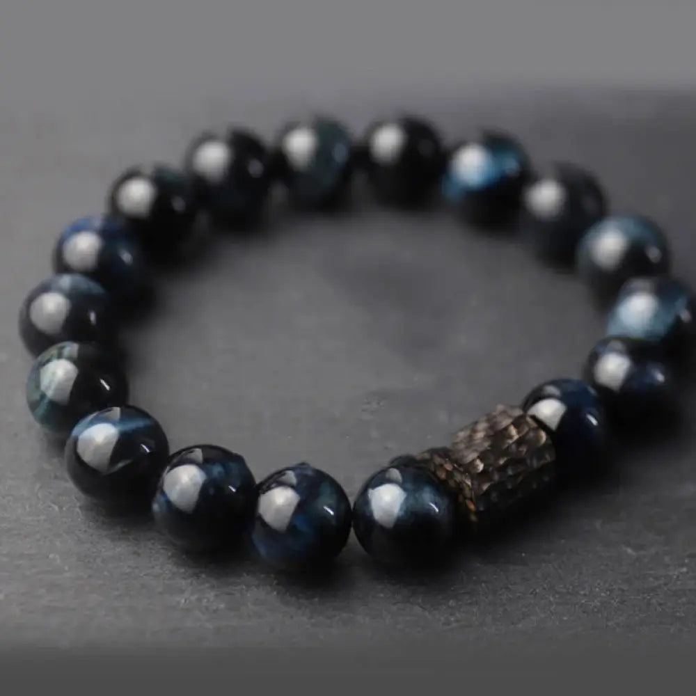 BWOOOH Tiger Eye Ebony Wood Beads Calm Bracelet - BWOOOH - Blue Tiger Eye&Ebony Wood(Wrist Circumference: