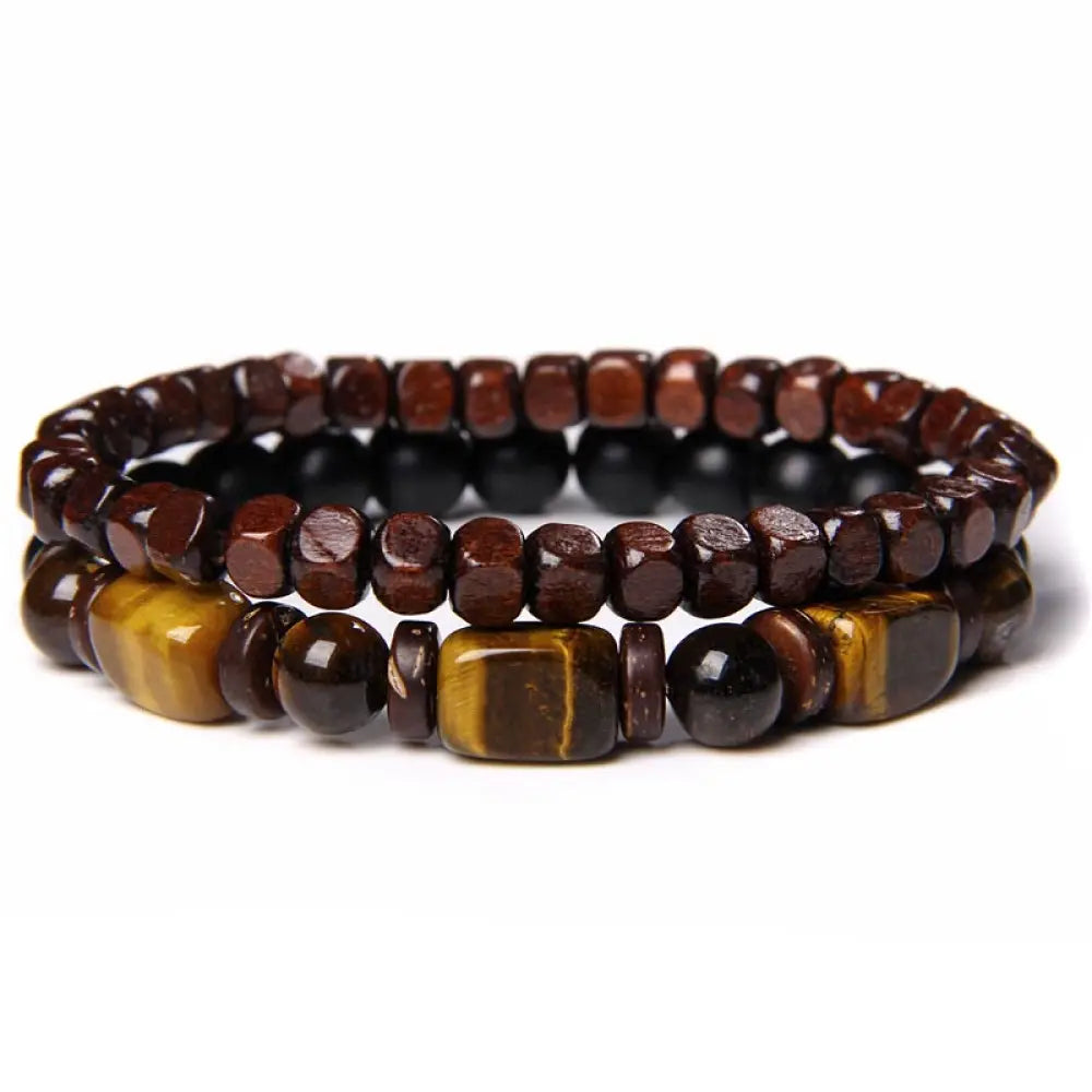 BWOOOH Tiger Eye Frosted Stone Hematite Courage Bracelet - BWOOOH - 1 - Bracelet