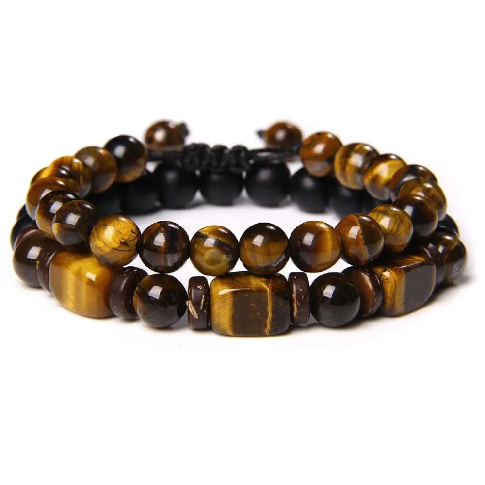 Buddha Stones Tiger Eye Frosted Stone Hematite Courage Bracelet - BWOOOH - 3 - Bracelet