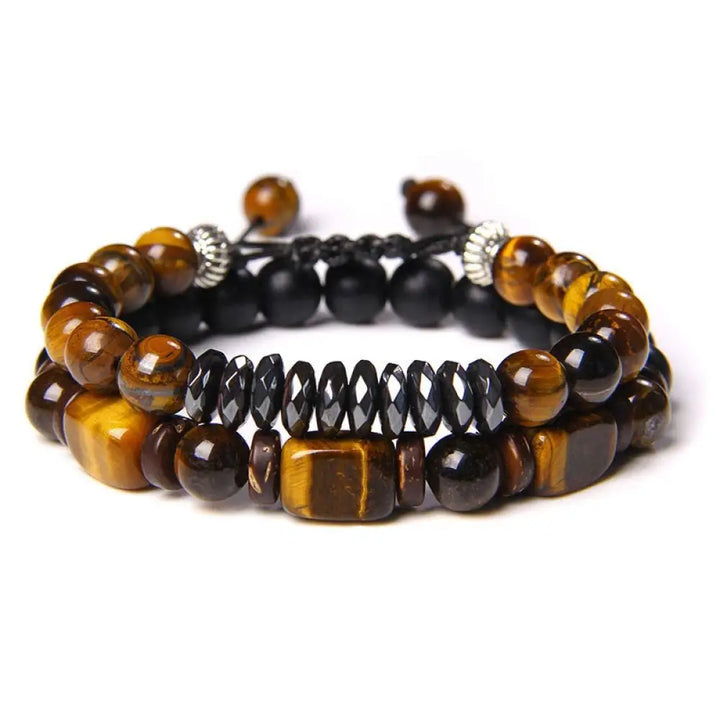 Buddha Stones Tiger Eye Frosted Stone Hematite Courage Bracelet - BWOOOH - 4 - Bracelet