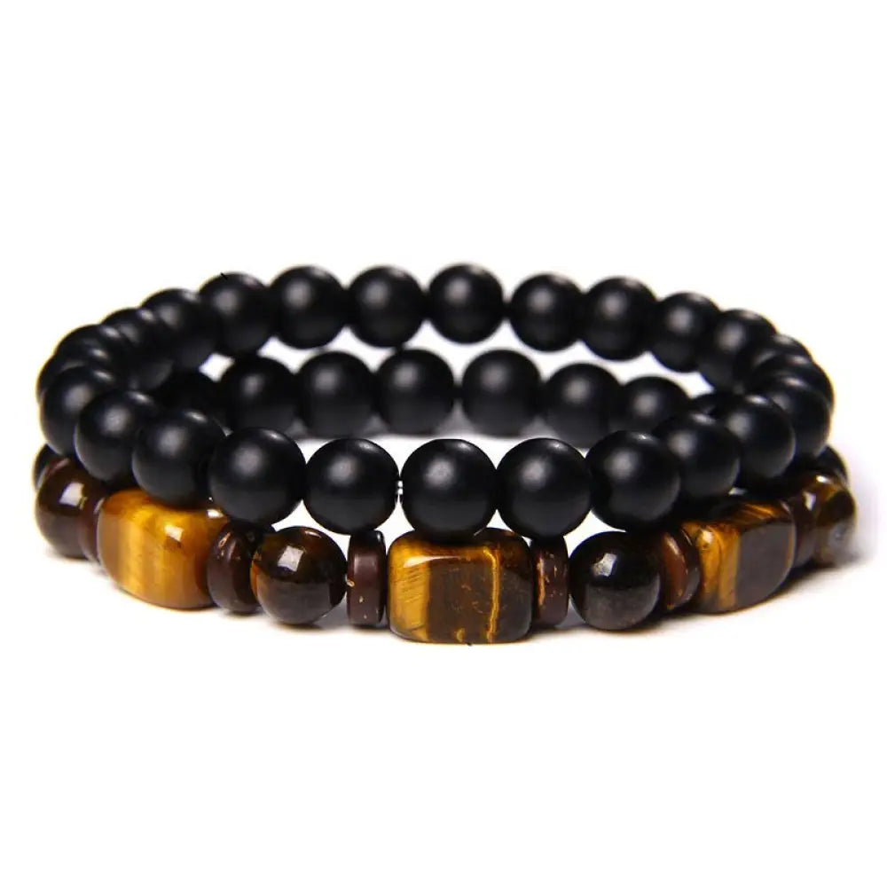 Buddha Stones Tiger Eye Frosted Stone Hematite Courage Bracelet - BWOOOH - 5 - Bracelet