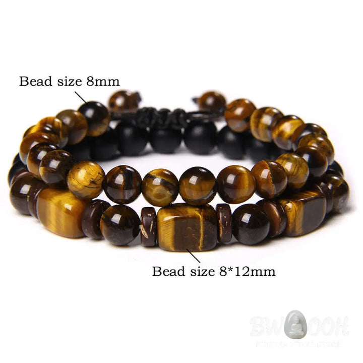 Buddha Stones Tiger Eye Frosted Stone Hematite Courage Bracelet - BWOOOH - Bracelet