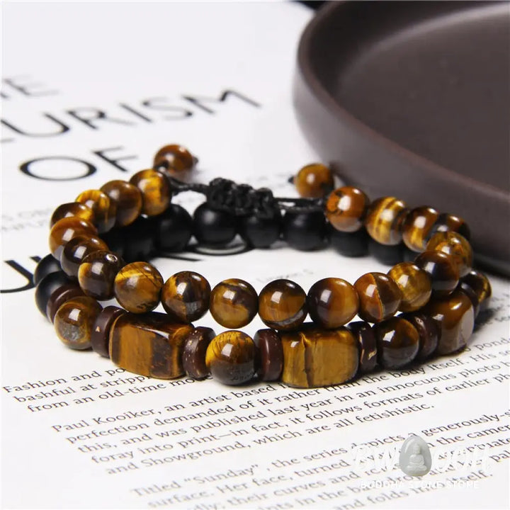 Buddha Stones Tiger Eye Frosted Stone Hematite Courage Bracelet - BWOOOH - Bracelet