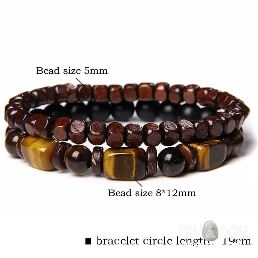Buddha Stones Tiger Eye Frosted Stone Hematite Courage Bracelet - BWOOOH - Bracelet