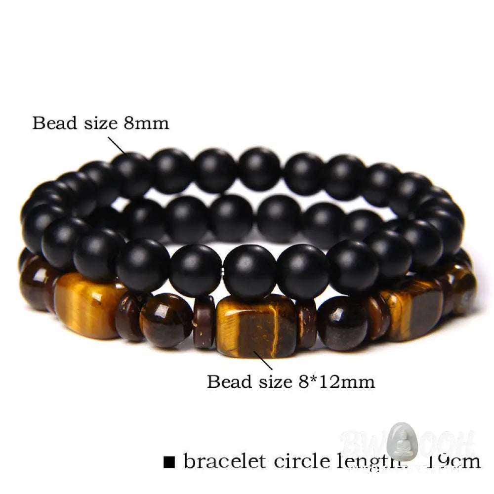 Buddha Stones Tiger Eye Frosted Stone Hematite Courage Bracelet - BWOOOH - Bracelet