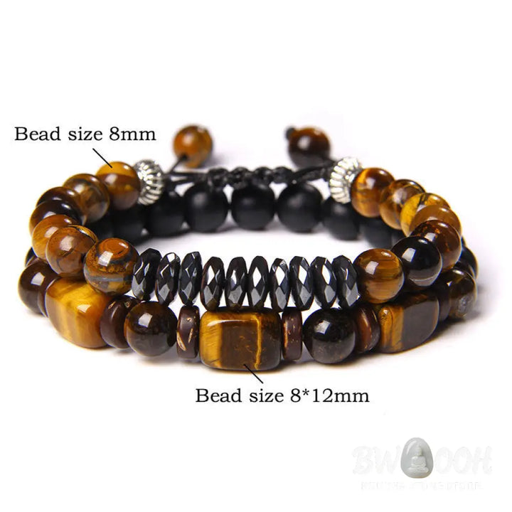 Buddha Stones Tiger Eye Frosted Stone Hematite Courage Bracelet - BWOOOH - Bracelet