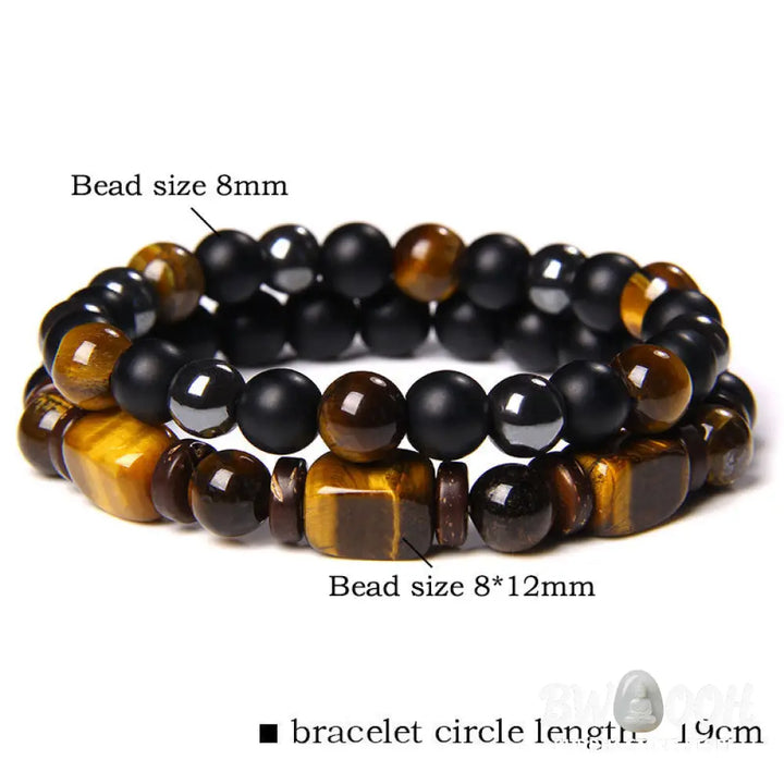 Buddha Stones Tiger Eye Frosted Stone Hematite Courage Bracelet - BWOOOH - Bracelet