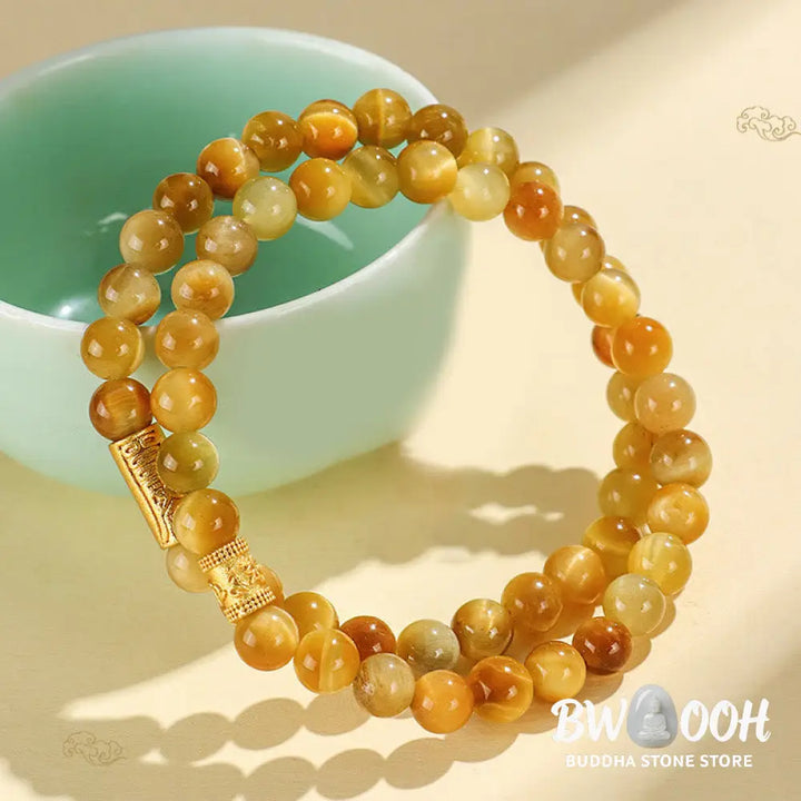 Buddha Stones Tiger Eye Fu Character Bamboo Koi Fish Lotus Om Mani Padme Hum Protection Bracelet - BWOOOH - Bracelet