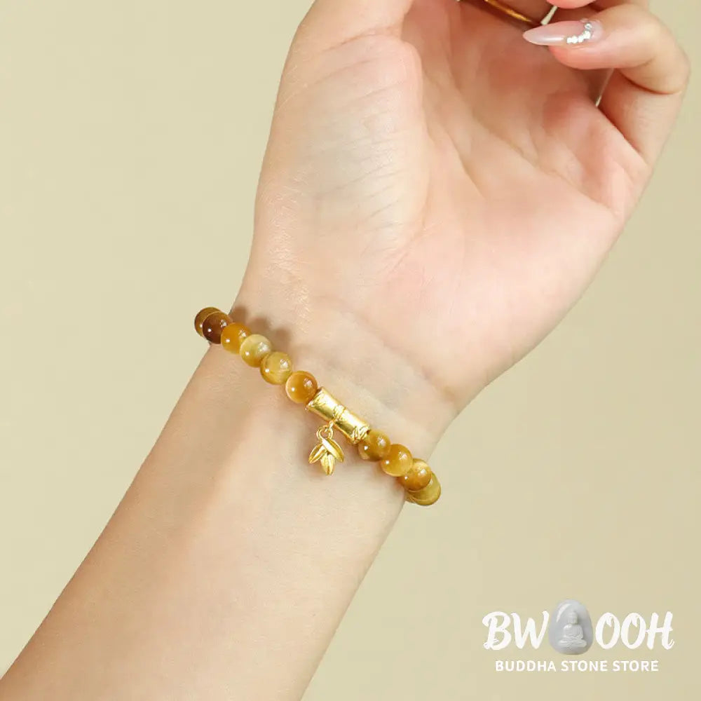 Buddha Stones Tiger Eye Fu Character Bamboo Koi Fish Lotus Om Mani Padme Hum Protection Bracelet - BWOOOH - Bracelet