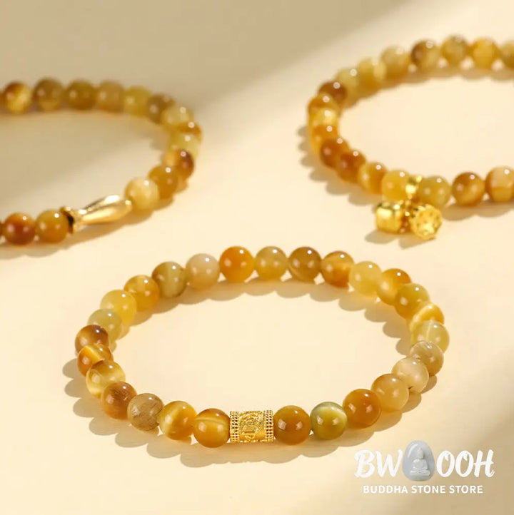 Buddha Stones Tiger Eye Fu Character Bamboo Koi Fish Lotus Om Mani Padme Hum Protection Bracelet - BWOOOH - Bracelet