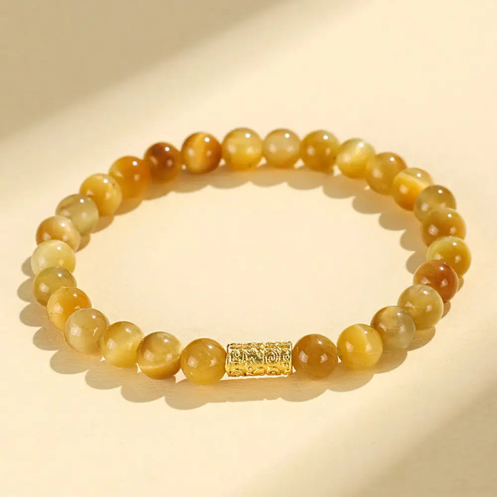 Buddha Stones Tiger Eye Fu Character Bamboo Koi Fish Lotus Om Mani Padme Hum Protection Bracelet - BWOOOH - Auspicious