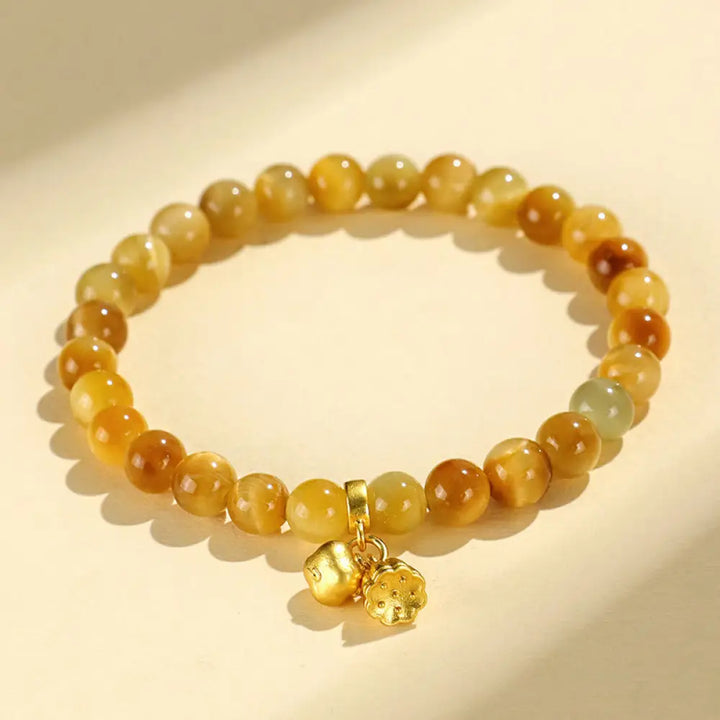 Buddha Stones Tiger Eye Fu Character Bamboo Koi Fish Lotus Om Mani Padme Hum Protection Bracelet - BWOOOH - Lotus
