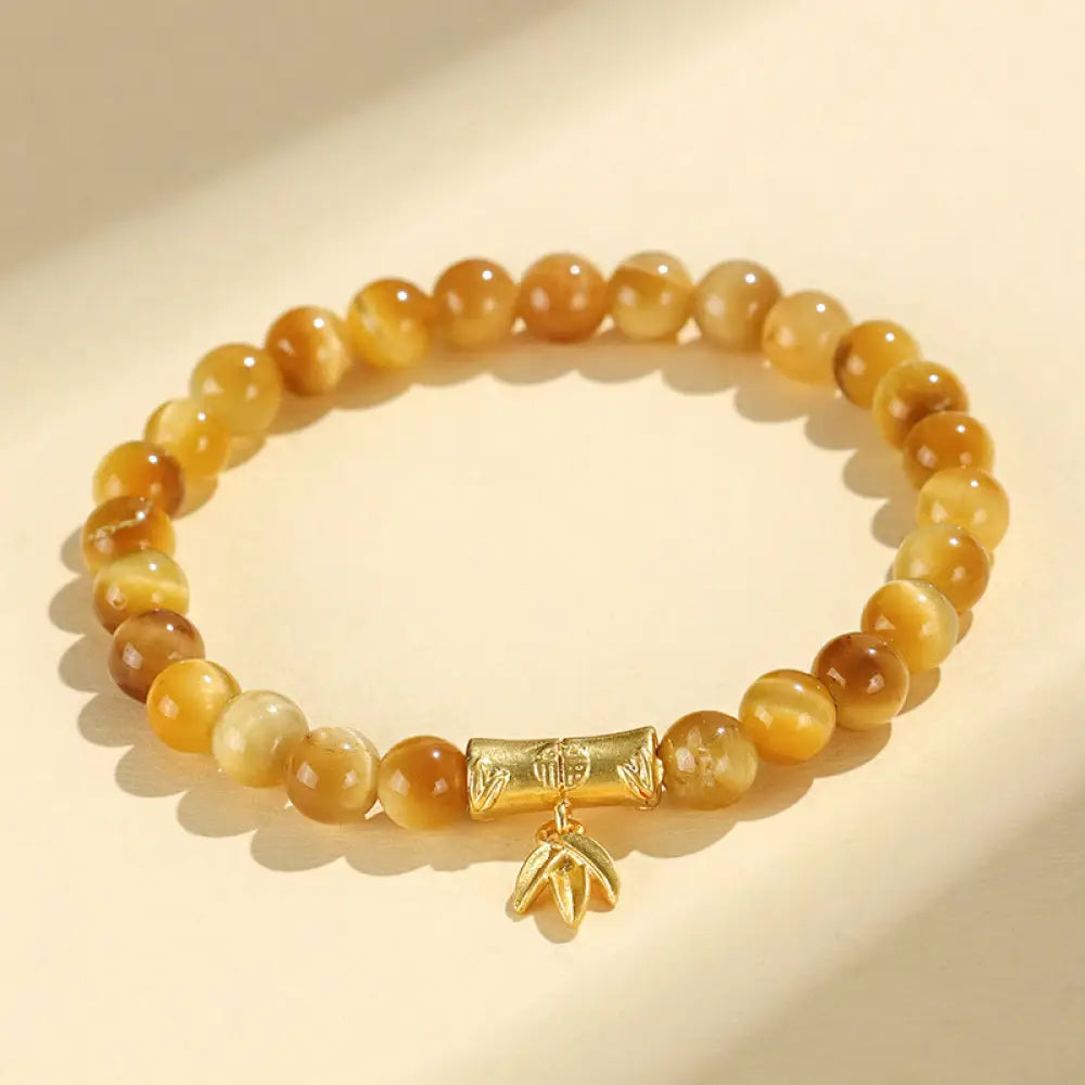 BWOOOH Tiger Eye Fu Character Bamboo Koi Fish Lotus Om Mani Padme Hum Protection Bracelet - BWOOOH - Bamboo Fu