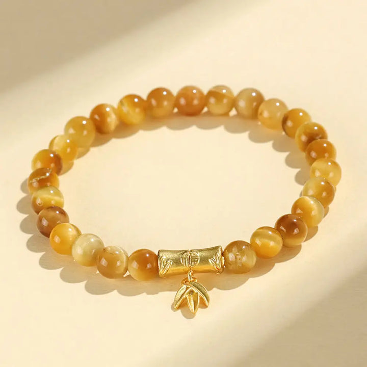 BWOOOH Tiger Eye Fu Character Bamboo Koi Fish Lotus Om Mani Padme Hum Protection Bracelet - BWOOOH - Bamboo Fu