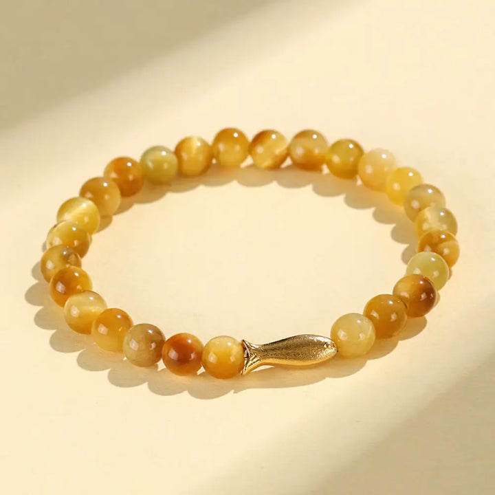 Buddha Stones Tiger Eye Fu Character Bamboo Koi Fish Lotus Om Mani Padme Hum Protection Bracelet - BWOOOH - Koi
