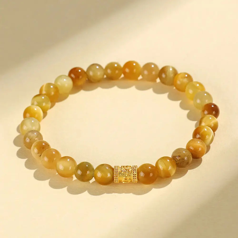 Buddha Stones Tiger Eye Fu Character Bamboo Koi Fish Lotus Om Mani Padme Hum Protection Bracelet - BWOOOH - Om Mani
