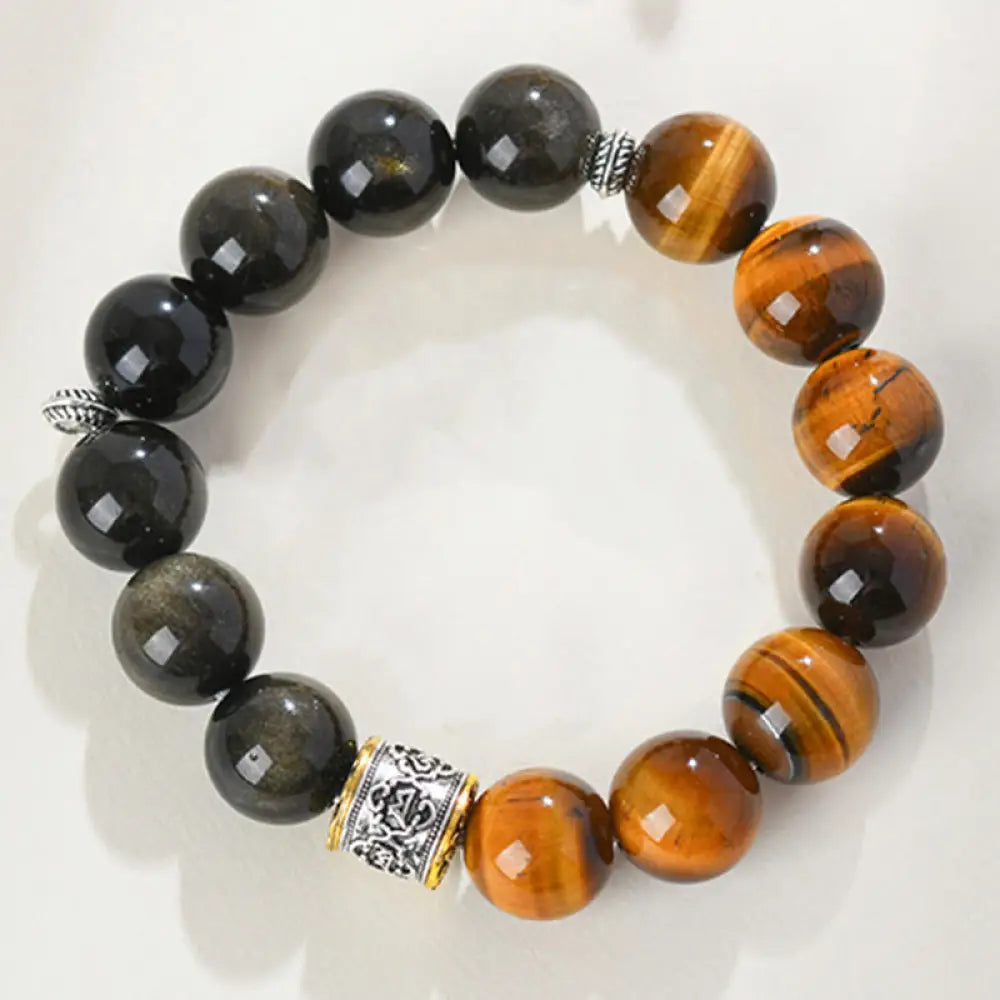 BWOOOH Tiger Eye Gold Sheen Obsidian Om Mani Padme Hum Bracelet - BWOOOH - Gold Sheen Obsidian&Tiger Eye (Wrist