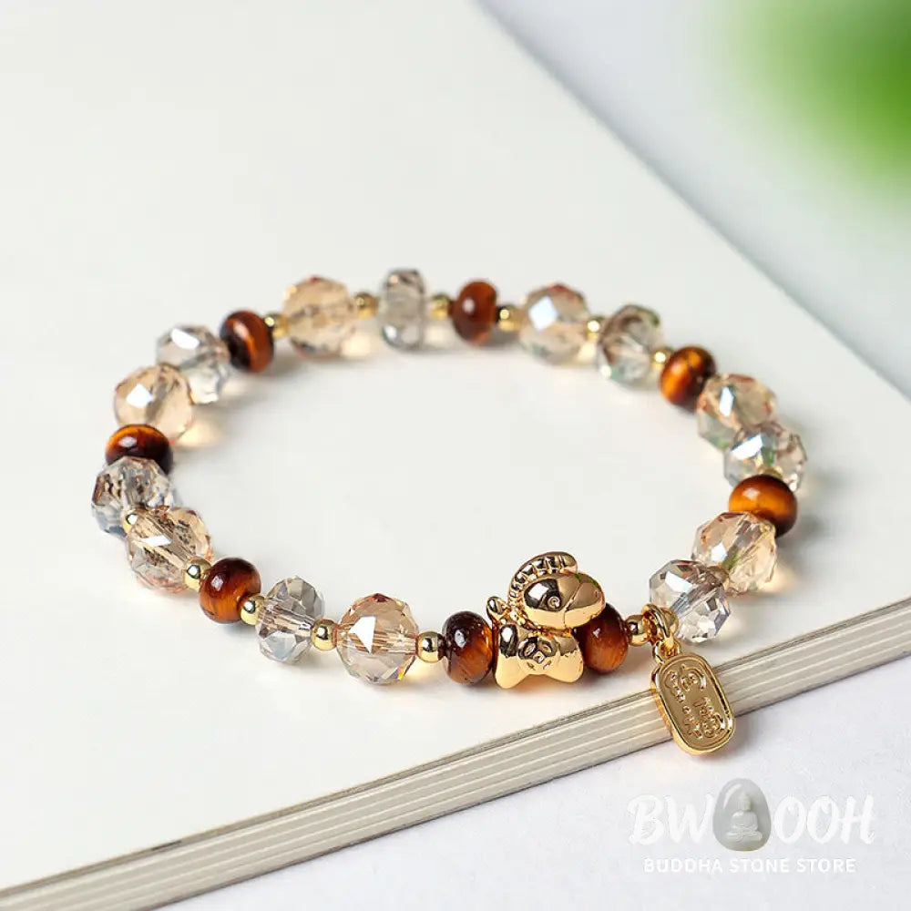Buddha Stones Tiger Eye Ice Obsidian Pearl Year Of The Horse Lucky Fortune Prosperity Bracelet - Bracelet