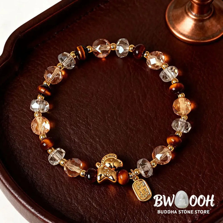 Buddha Stones Tiger Eye Ice Obsidian Pearl Year Of The Horse Lucky Fortune Prosperity Bracelet - Bracelet