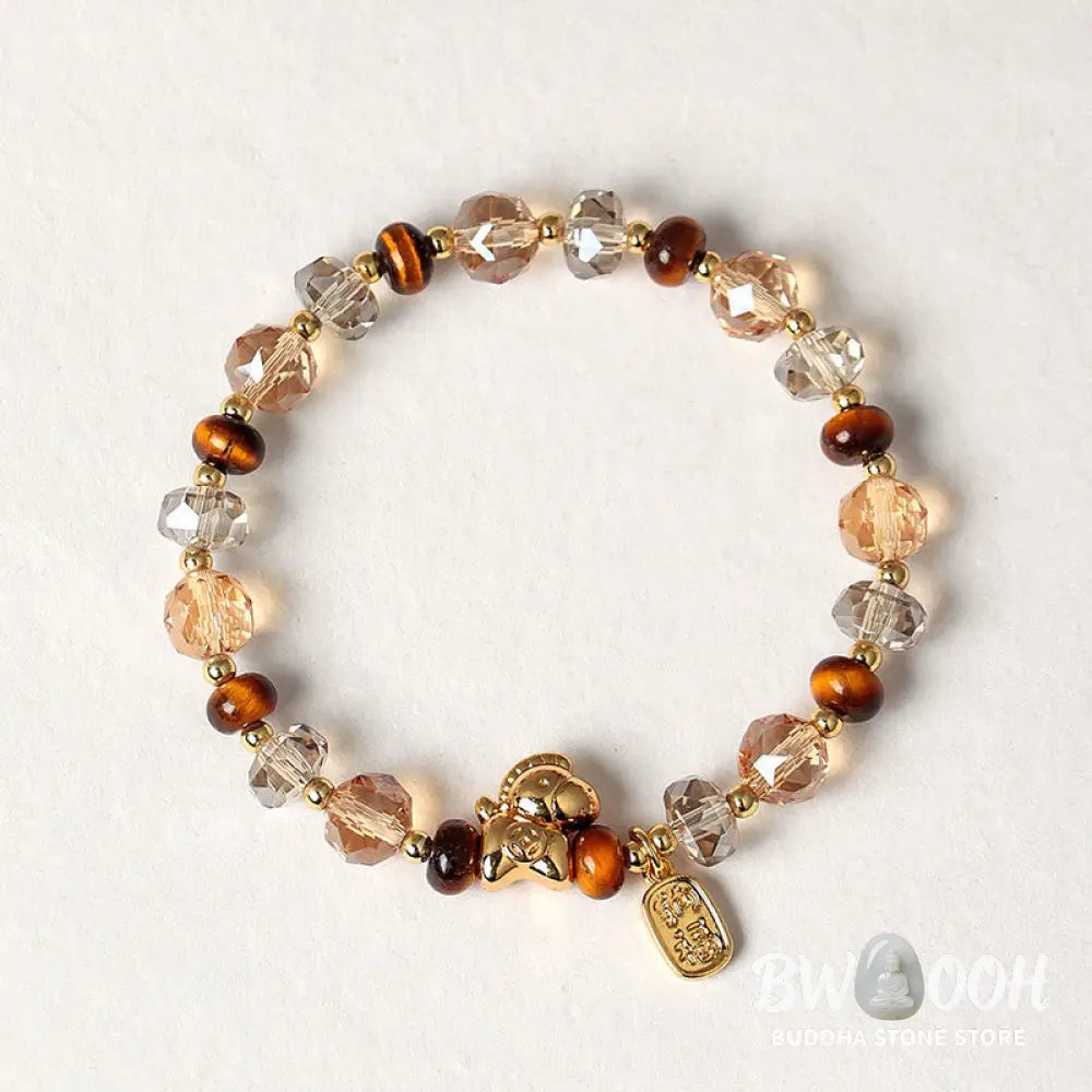 Buddha Stones Tiger Eye Ice Obsidian Pearl Year Of The Horse Lucky Fortune Prosperity Bracelet - Bracelet